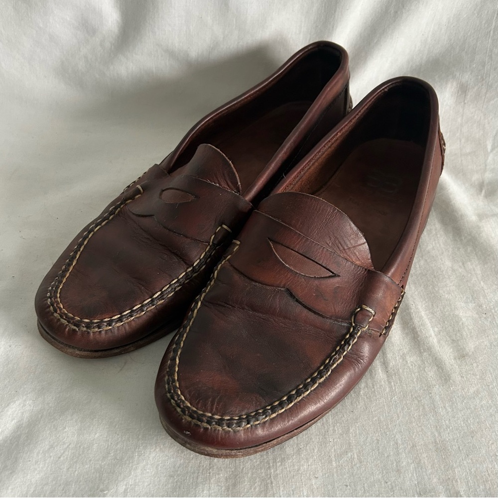 Men’s ALLEN EDMONDS Burgundy Brown Leather Penny Loafers Size 11.5 - Picture 1 of 9